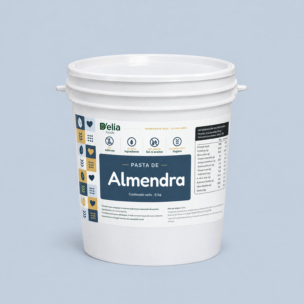 Balde de 5 kg de pasta de almendra D'elía foods